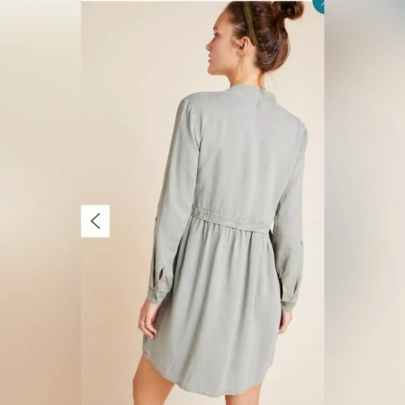 Anthropologie Cloth & Stone Relaxed Fit Shirt Dress Long Sleeves Lila Chambray M - Picture 2 of 10